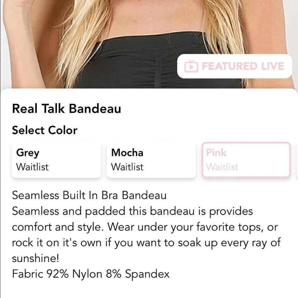 New Zenana Hot pink bandeau bra - Picture 3 of 5